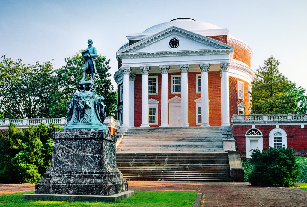 The University of Virginia at Charlottesville, Virginia, USA. The Rotunda building designed by Thomas Jefferson