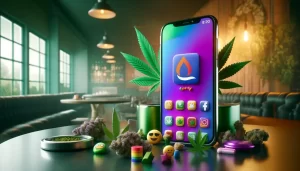The Image of Iphone on the page about cannabis social media marketing