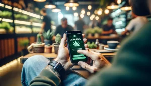 The Image of a phone with Cannabis on the page about cannabis website design