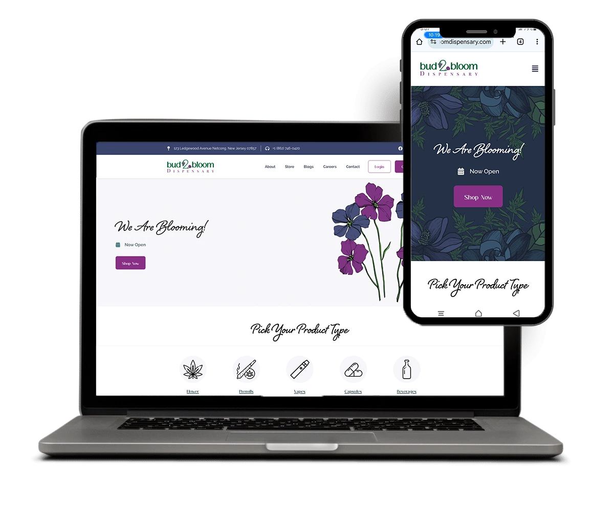 Mobile and Desktop view of Bud2Bloom website