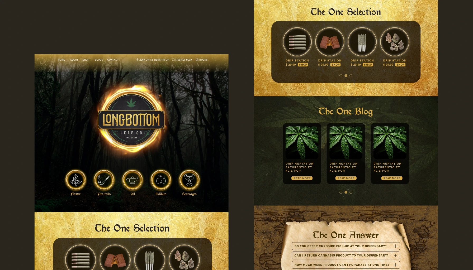 Longbottom Leaf website design of home page
