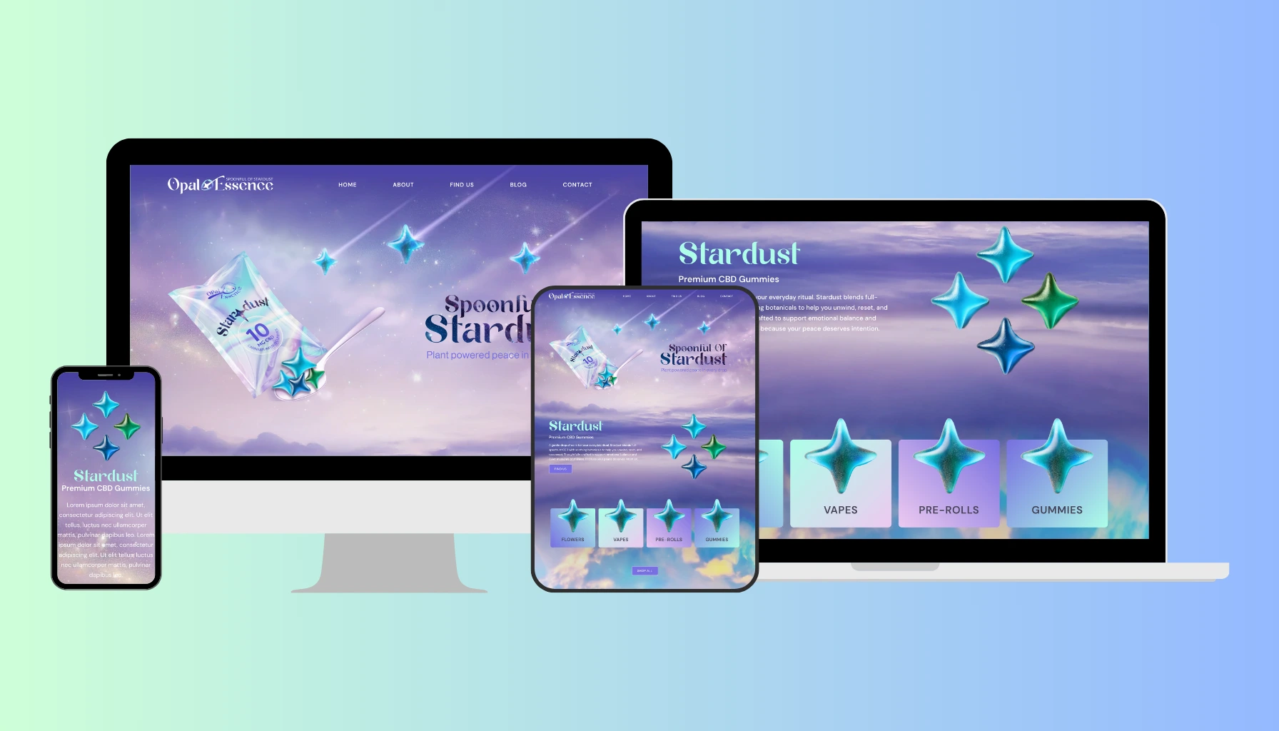 Opalessence website shown on different screens