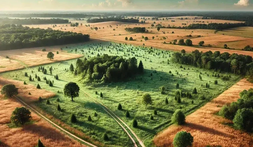 AI image of a field with few trees in New Jersey